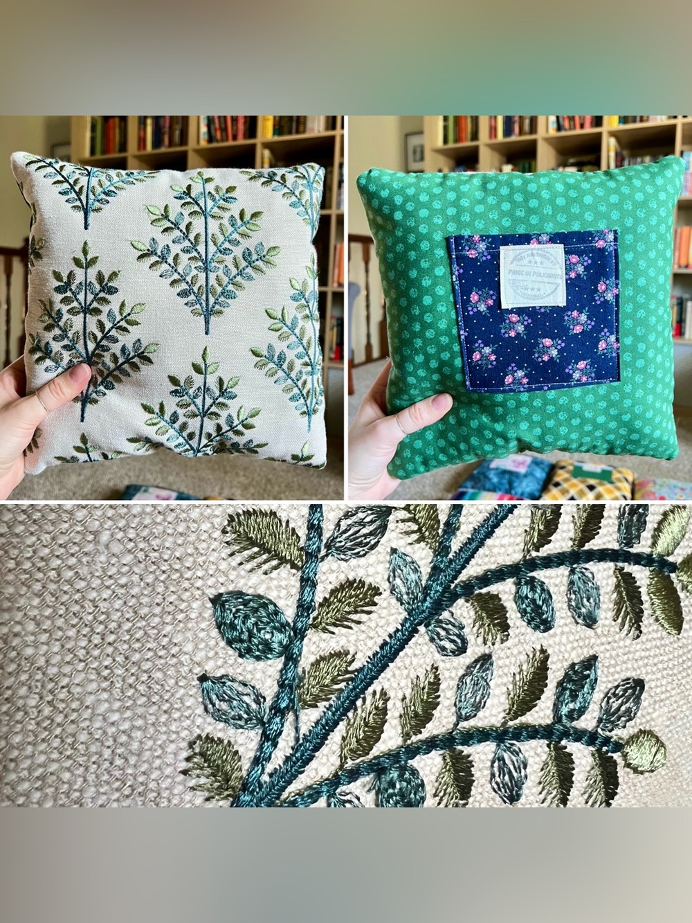 Tooth Fairy Pillow - Designer Fabrics Green Ferns and Polkadots